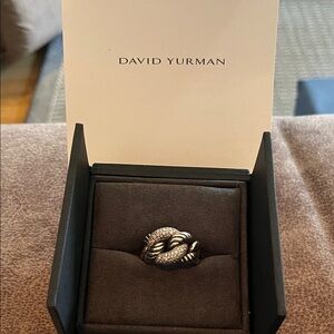 David Yurman Sterling Silver and diamond Belmont curb link women ring